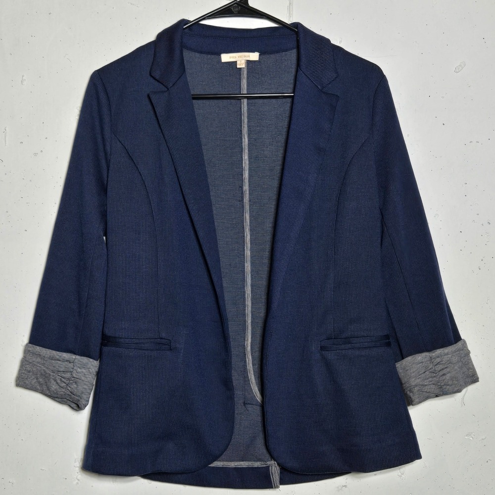 Skies Are Blue Open Front Knit Blazer Small Business Office Career Work Preppy